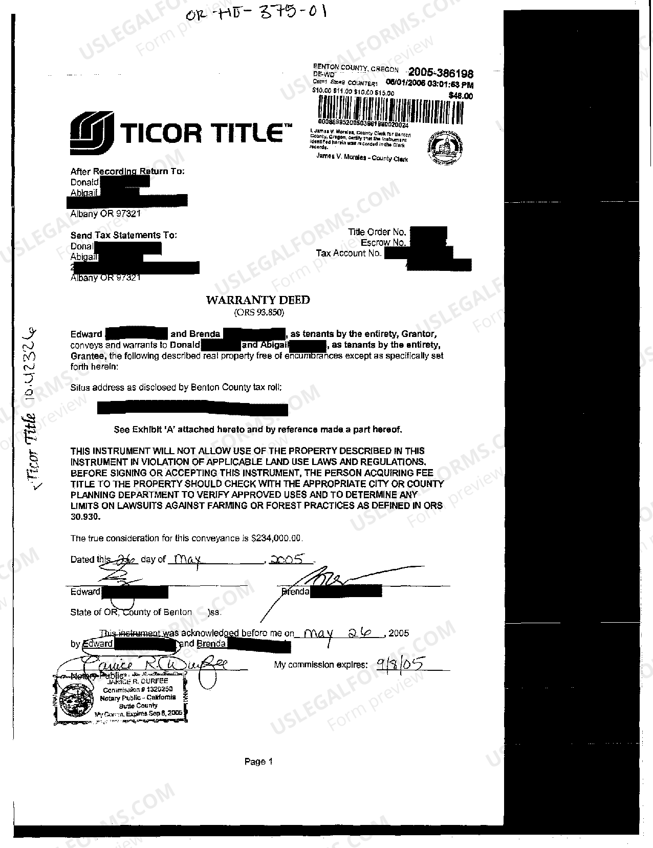 Oregon Warranty Deed US Legal Forms