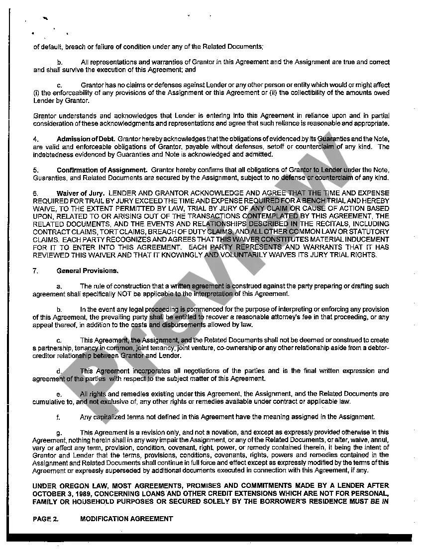 Preview Modification of Assignment of Land Sale Contract