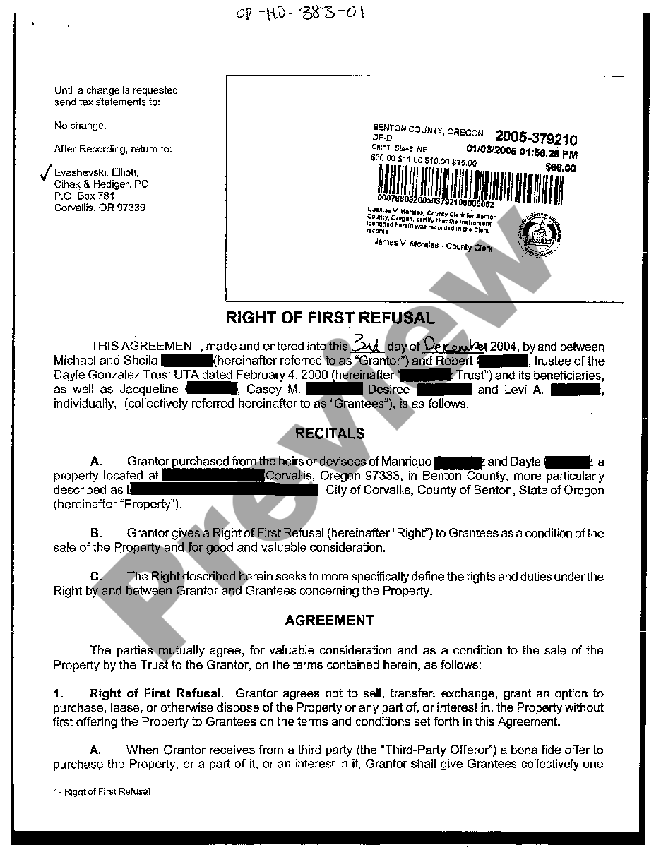 First Right Of Refusal Letter Real Estate Withholding US Legal Forms
