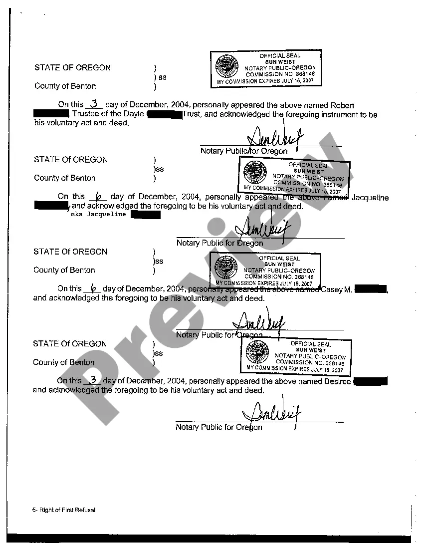 Get Right of First Refusal Preview Right of First Refusal