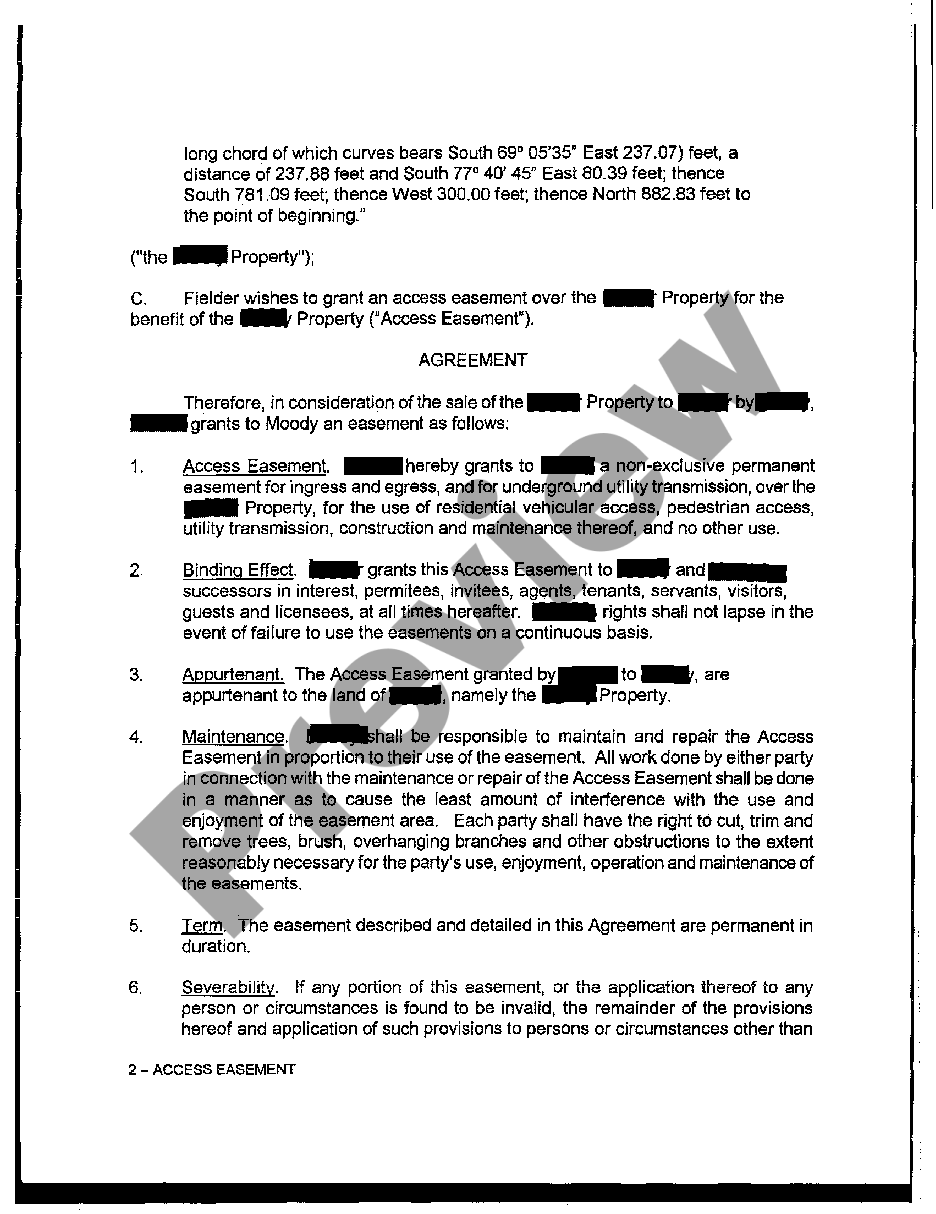 Cross Access Easement Agreement Form | US Legal Forms