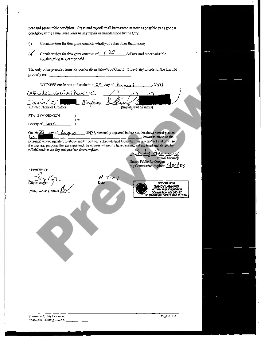 Get Permanent Public Utility Easement Preview Permanent Public Utility Easement