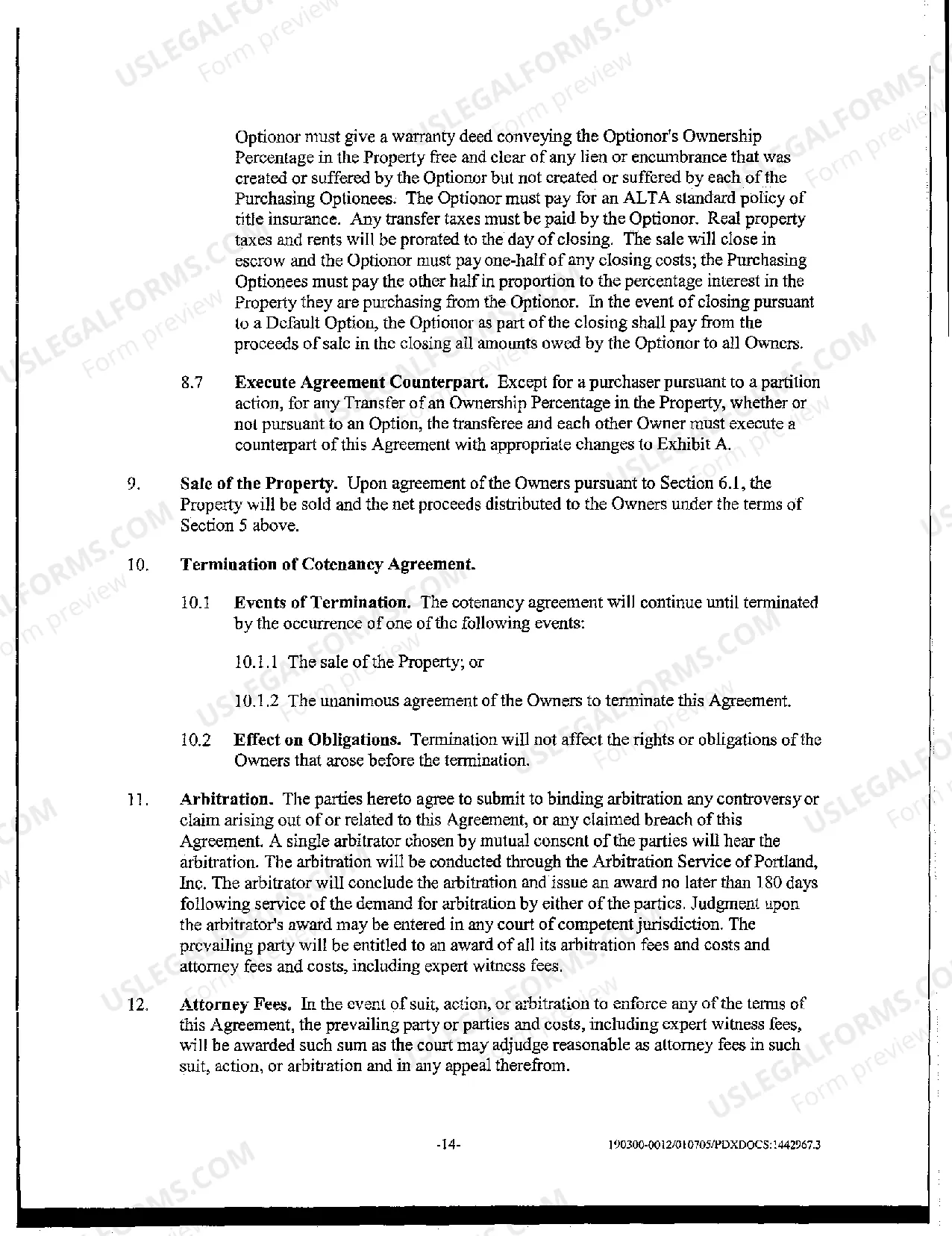 Preview A03 Regent Retirement Residence, Portland, Oregon Tenancy in Common Agreement