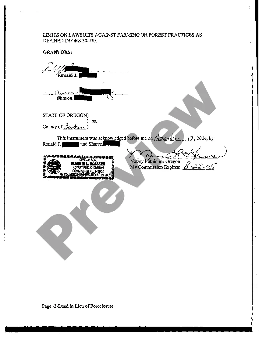 Preview Deed in Lieu of Foreclosure
