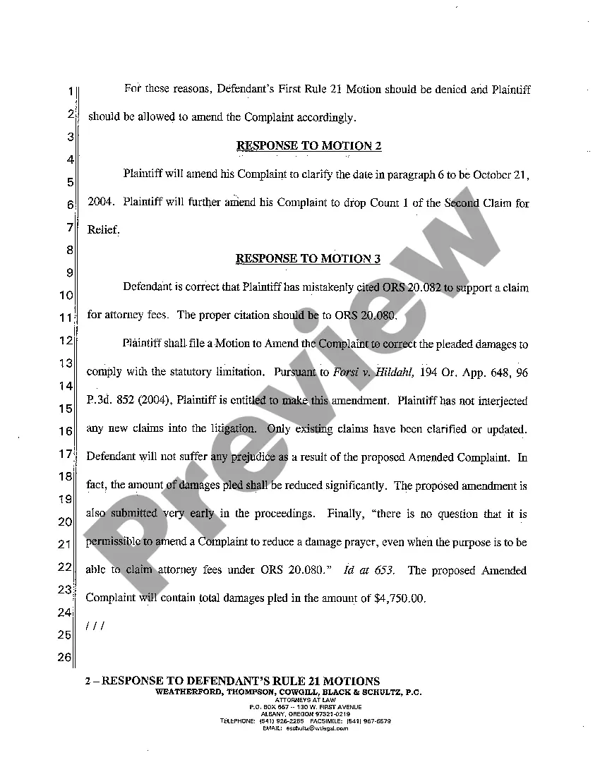 Preview A03 Response to Defendant's Rule 21 Motion