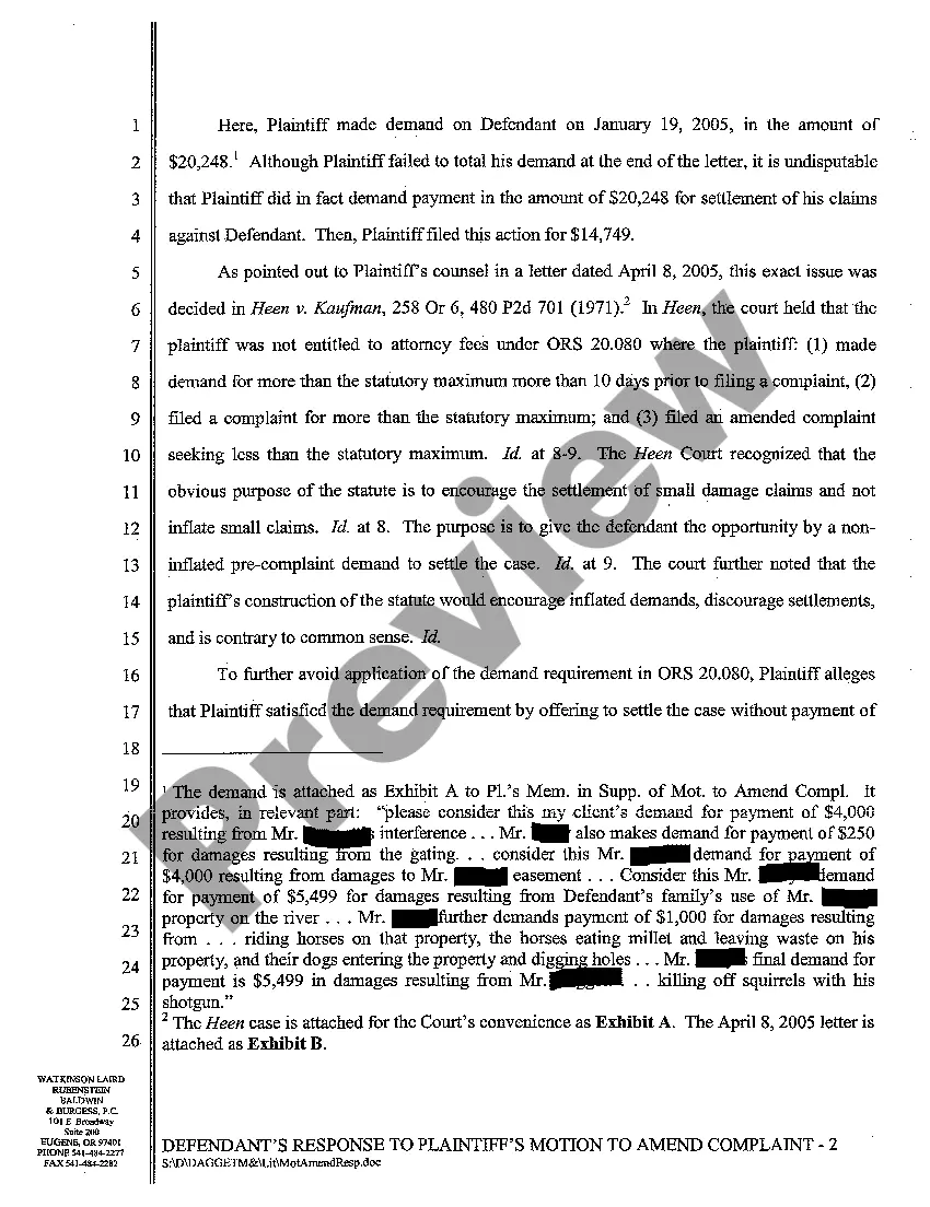 Preview A07 Defendant's Response to Plaintiff's Motion To Amend Complaint