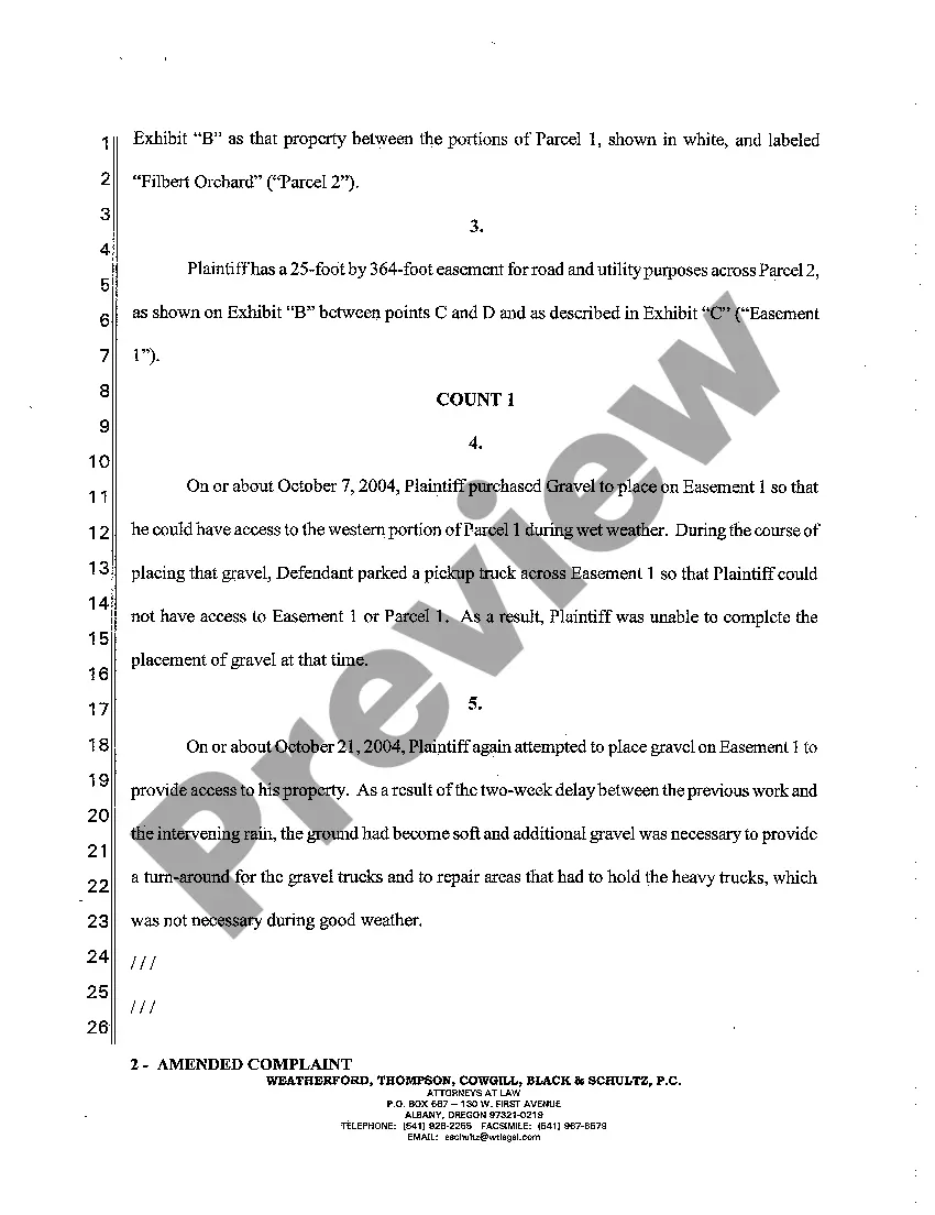 Preview A08 Amended Complaint - Interference with Easement and Trespass