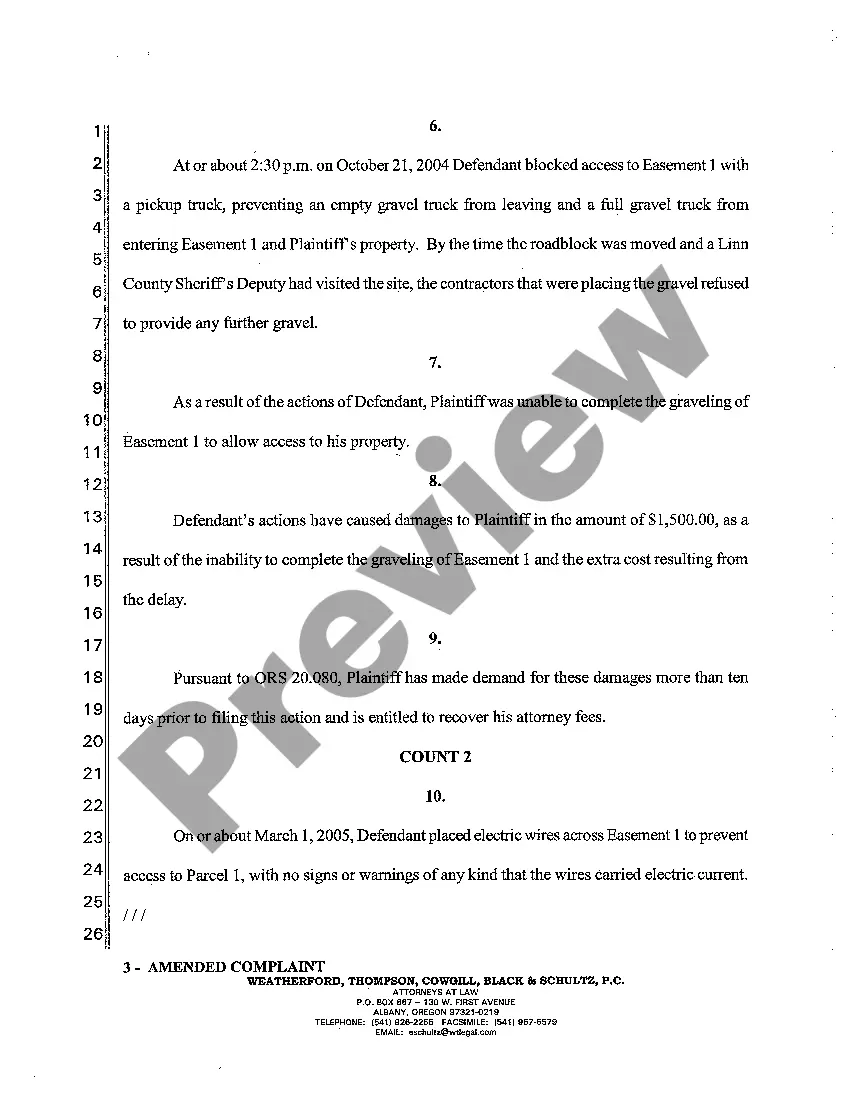 Preview A08 Amended Complaint - Interference with Easement and Trespass