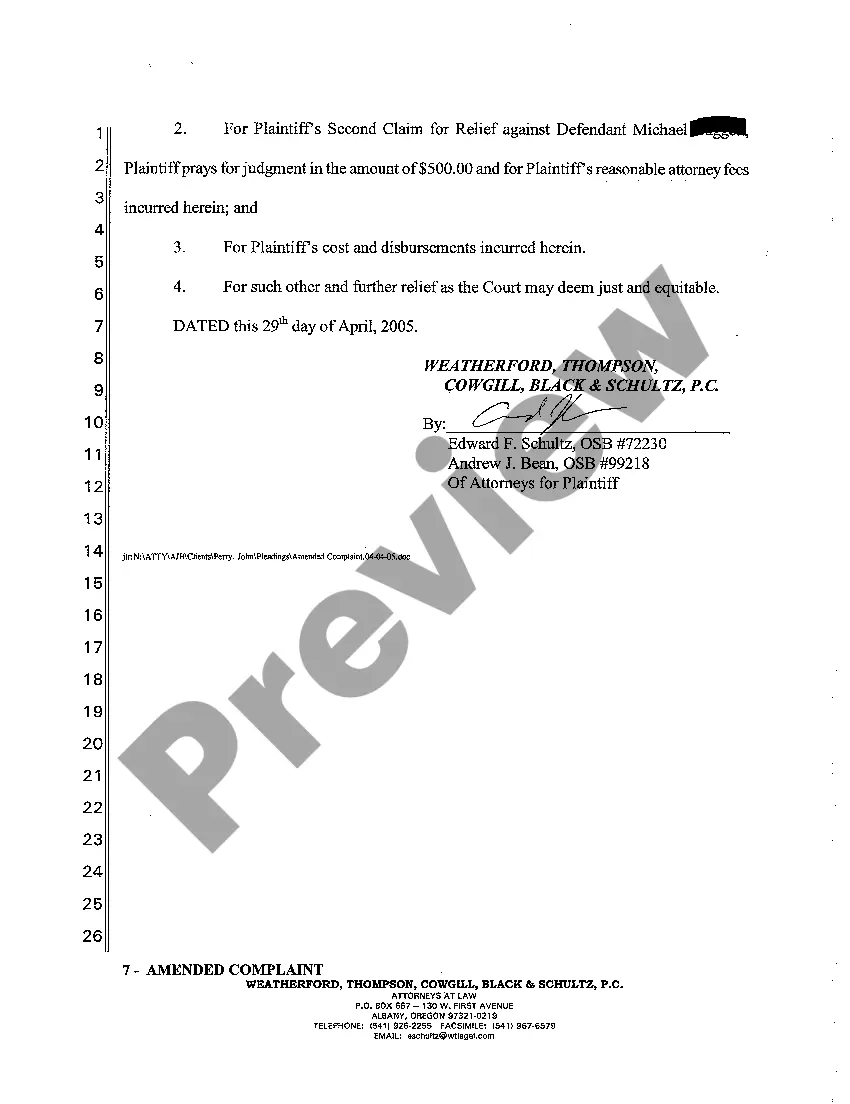 Preview A08 Amended Complaint - Interference with Easement and Trespass