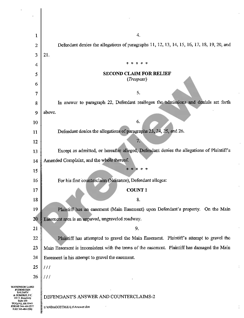 Preview A09 Defendant's Answer and Counterclaims to Amended Complaint