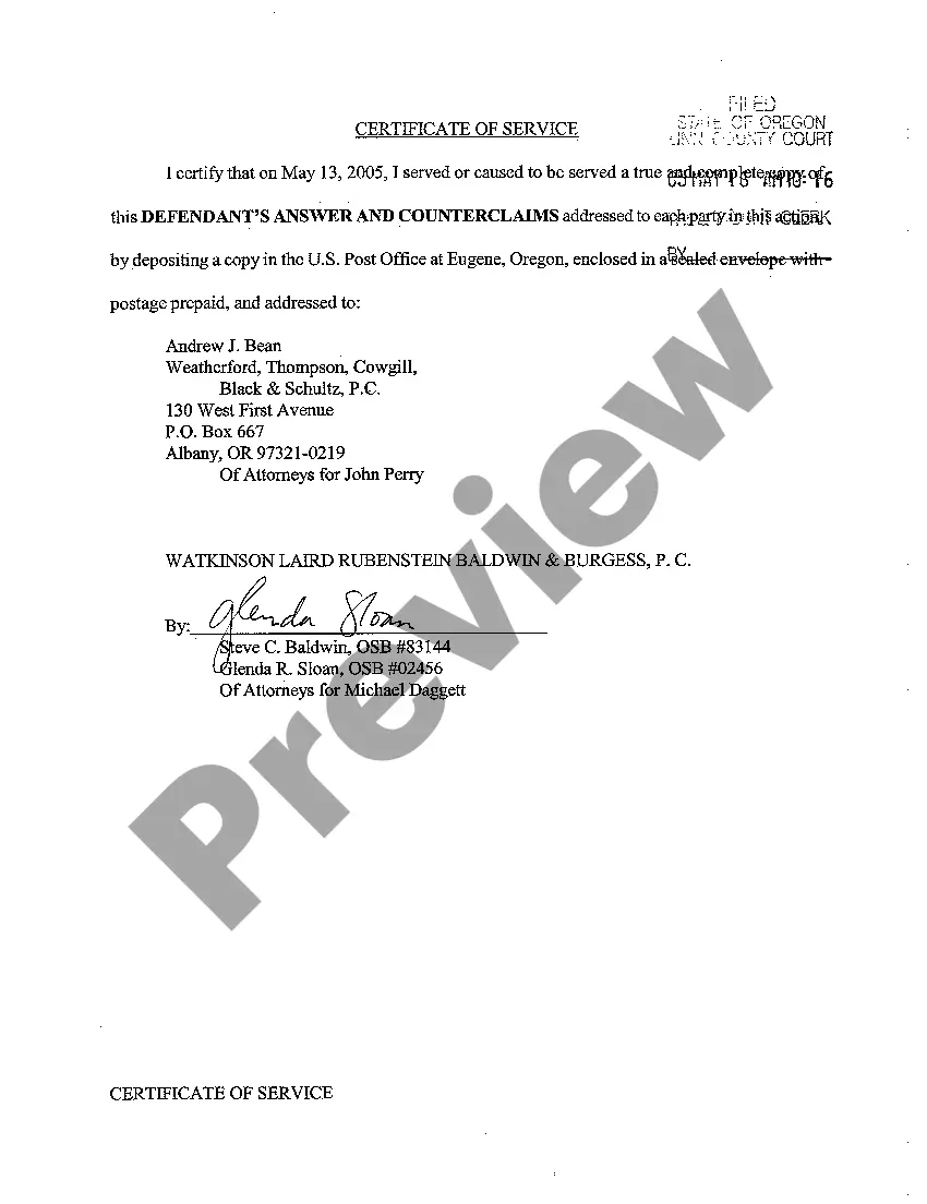 Preview A09 Defendant's Answer and Counterclaims to Amended Complaint