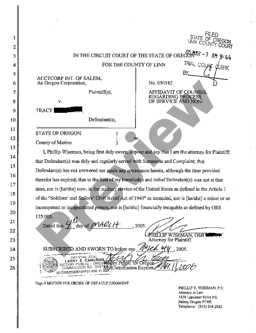 Preview A04 Motion by Plaintiff for Order of Default Judgment