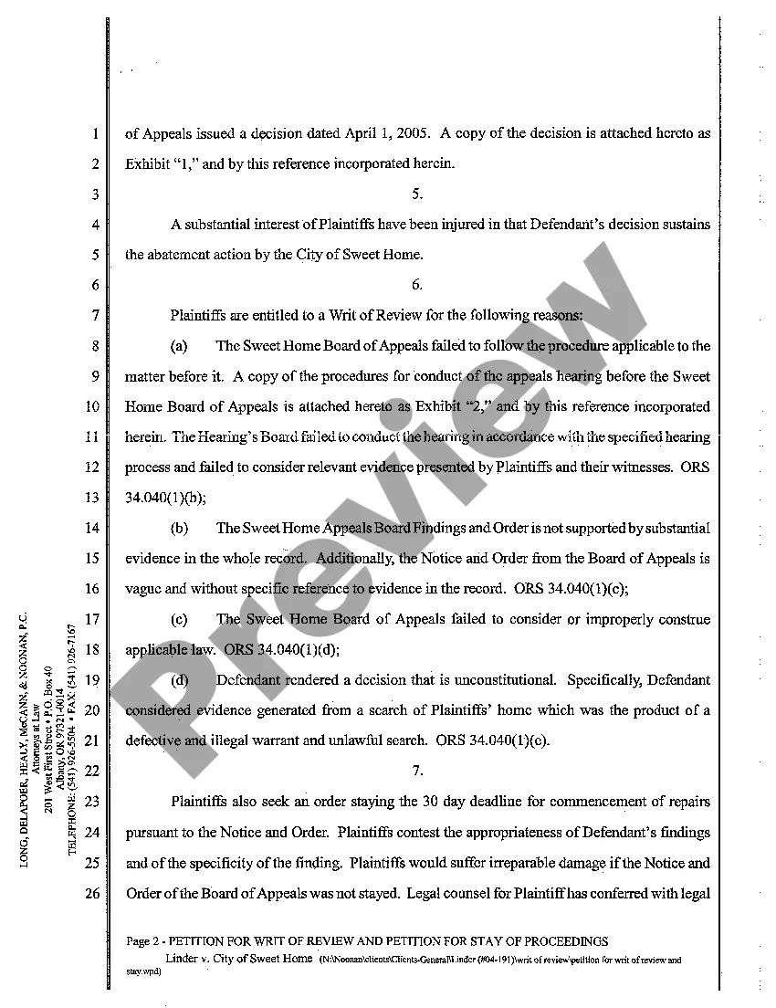 Get A01 Petition For Writ of Review and For Stay of Proceedings Preview A01 Petition For Writ of Review and For Stay of Proceedings