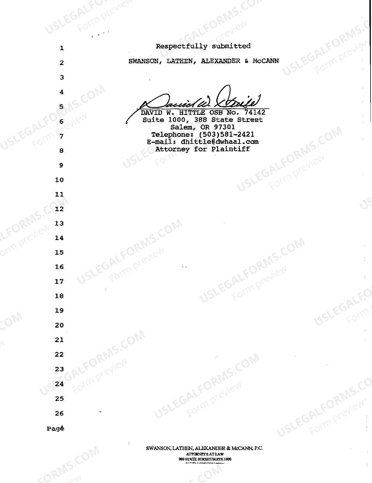 Preview Complaint - Personal Injury Negligence