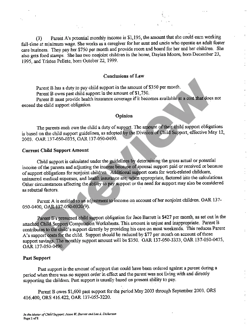 Preview A04 Final Order of Establishing Paternity, Custody, Parenting Time, and Child Support