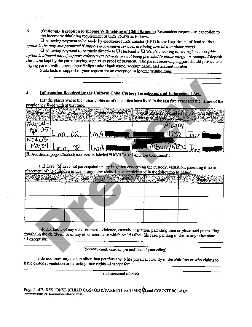 Get A07 Response by Respondent Regarding Child Custody Parenting Time and Counterclaim Preview A07 Response by Respondent Regarding Child Custody Parenting Time and Counterclaim