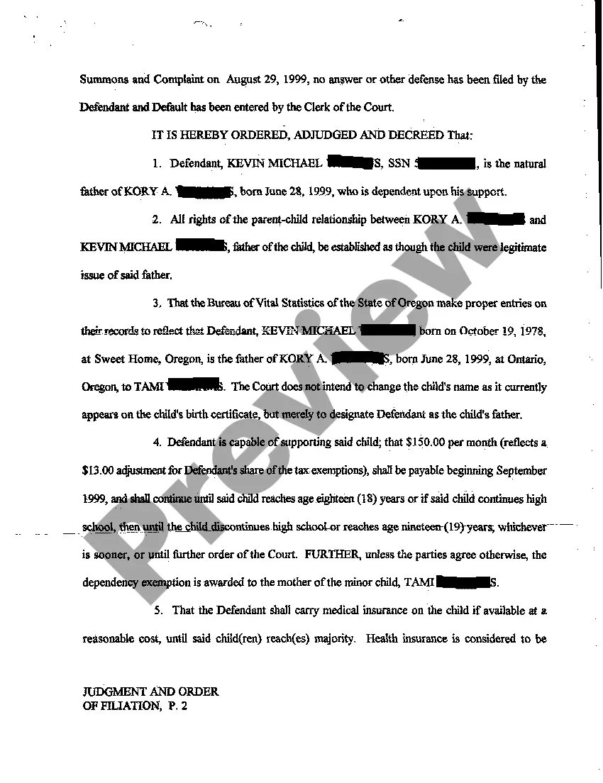 Preview A01 Judgment and Order of Filiations