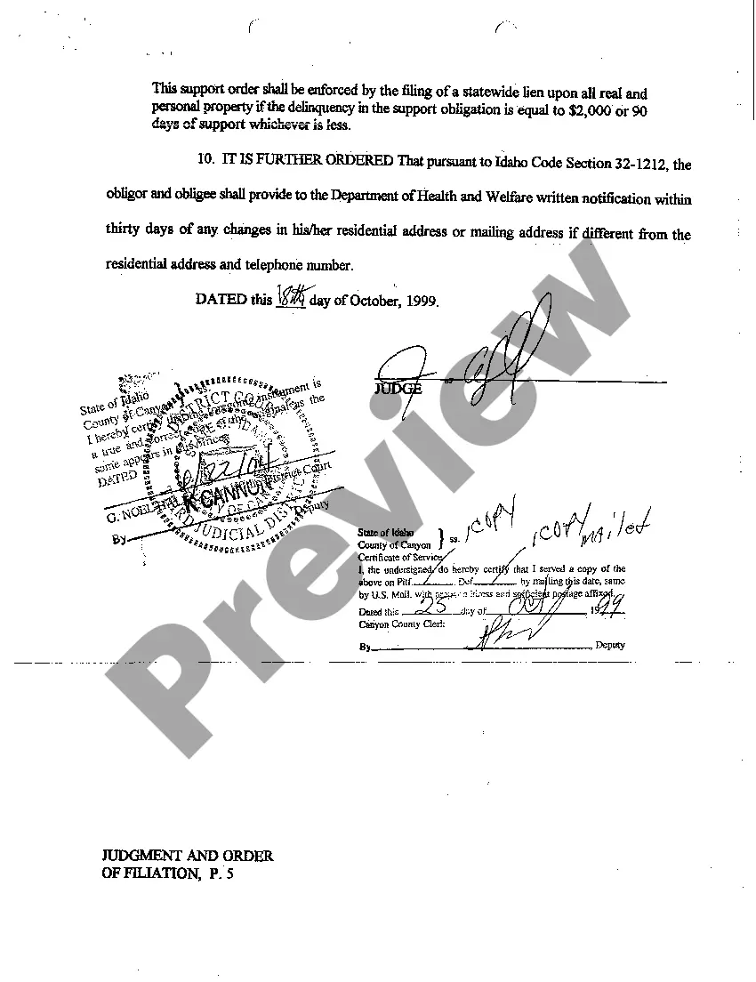 Preview A01 Judgment and Order of Filiations