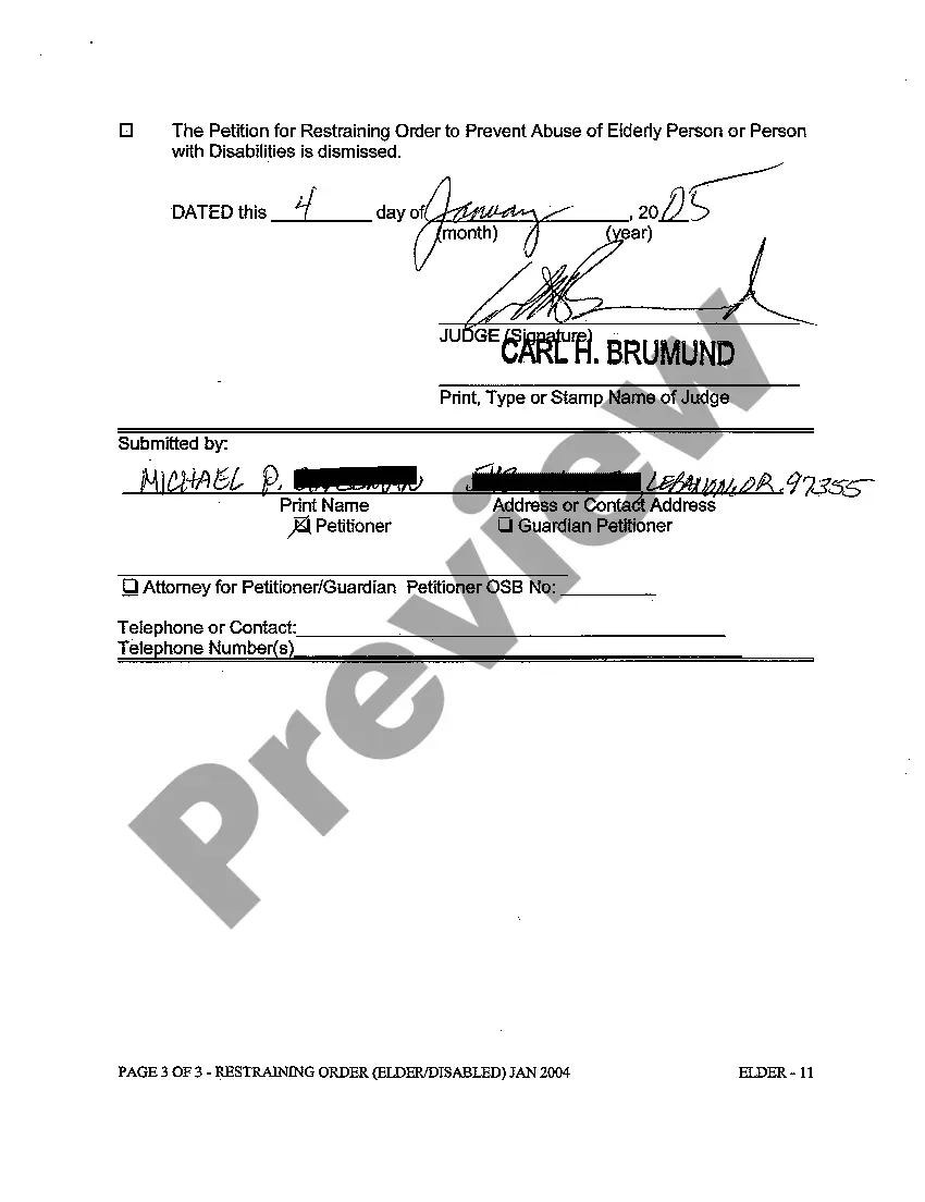 Get A04 Restraining Order To Prevent Abuse of Elderly or Disabled Person Preview A04 Restraining Order To Prevent Abuse of Elderly or Disabled Person