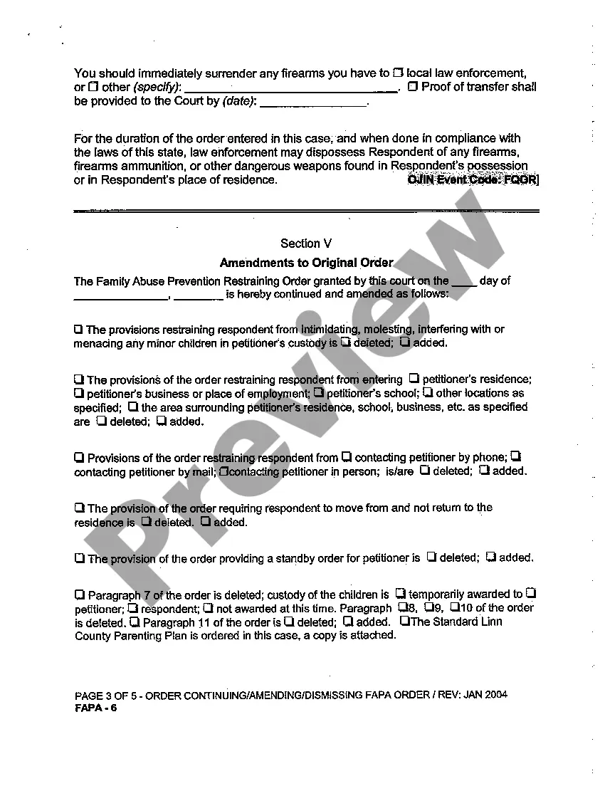 Get A05 Order Modifying a Restraining Order to Prevent Abuse of elderly or Disabled Persons Preview A05 Order Modifying a Restraining Order to Prevent Abuse of elderly or Disabled Persons