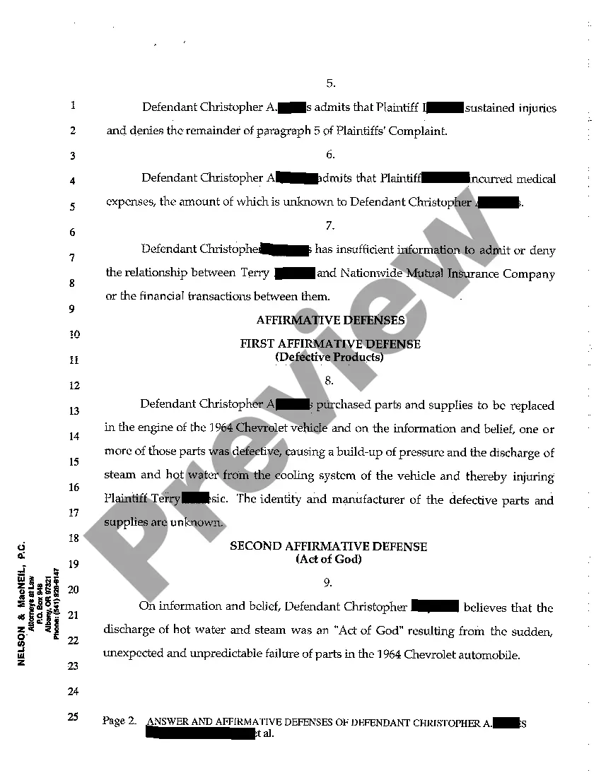 Preview A06 Answer and Affirmative Defenses of Defendant - Revised