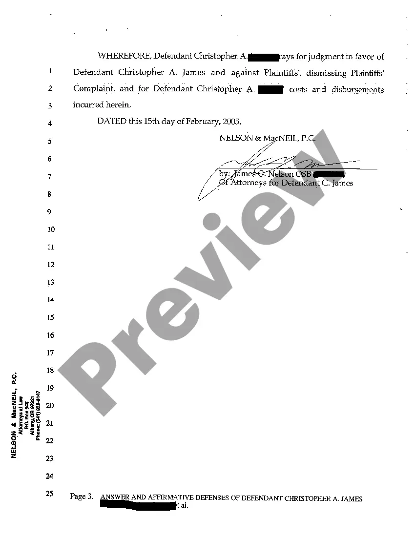 Preview A06 Answer and Affirmative Defenses of Defendant - Revised