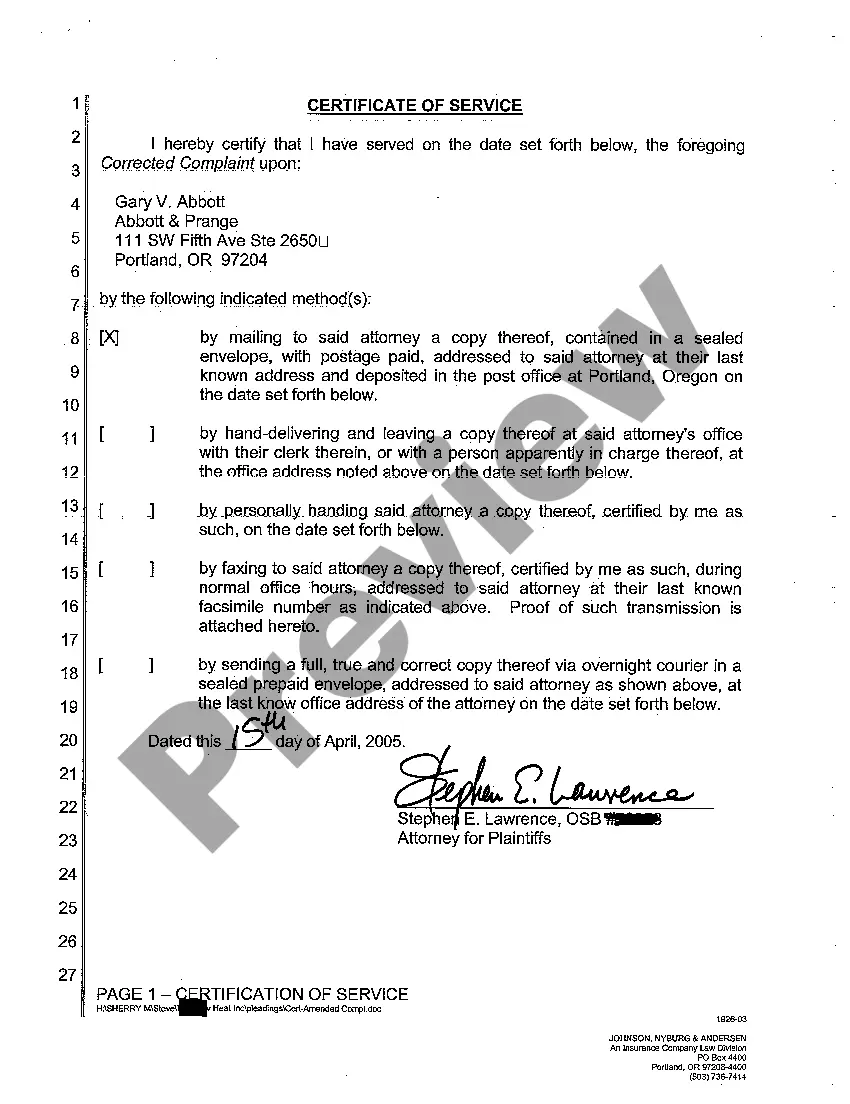 Get A04 Corrected Complaint - Negligence - Strict Products Liability - Stove Malfunction Preview A04 Corrected Complaint - Negligence - Strict Products Liability - Stove Malfunction