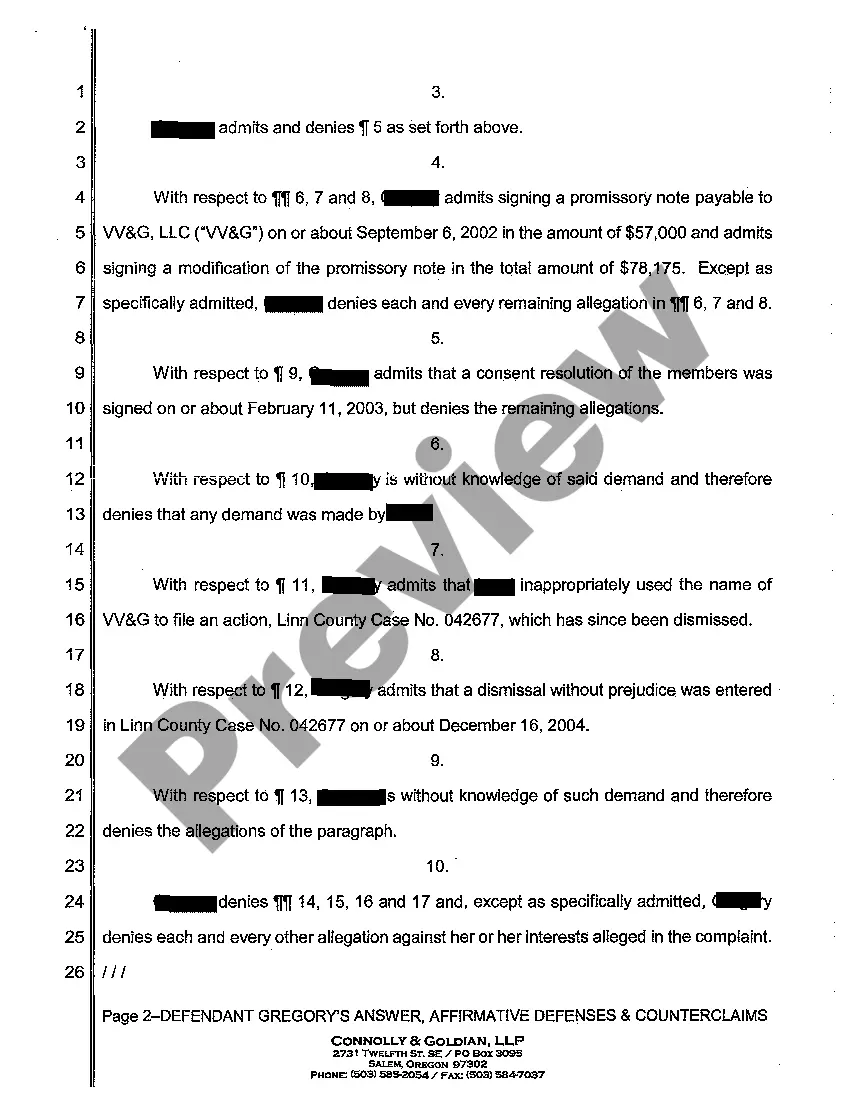 Get A03 First Defendant's Answer, Affirmative Defenses and Counterclaims Preview A03 First Defendant's Answer, Affirmative Defenses and Counterclaims