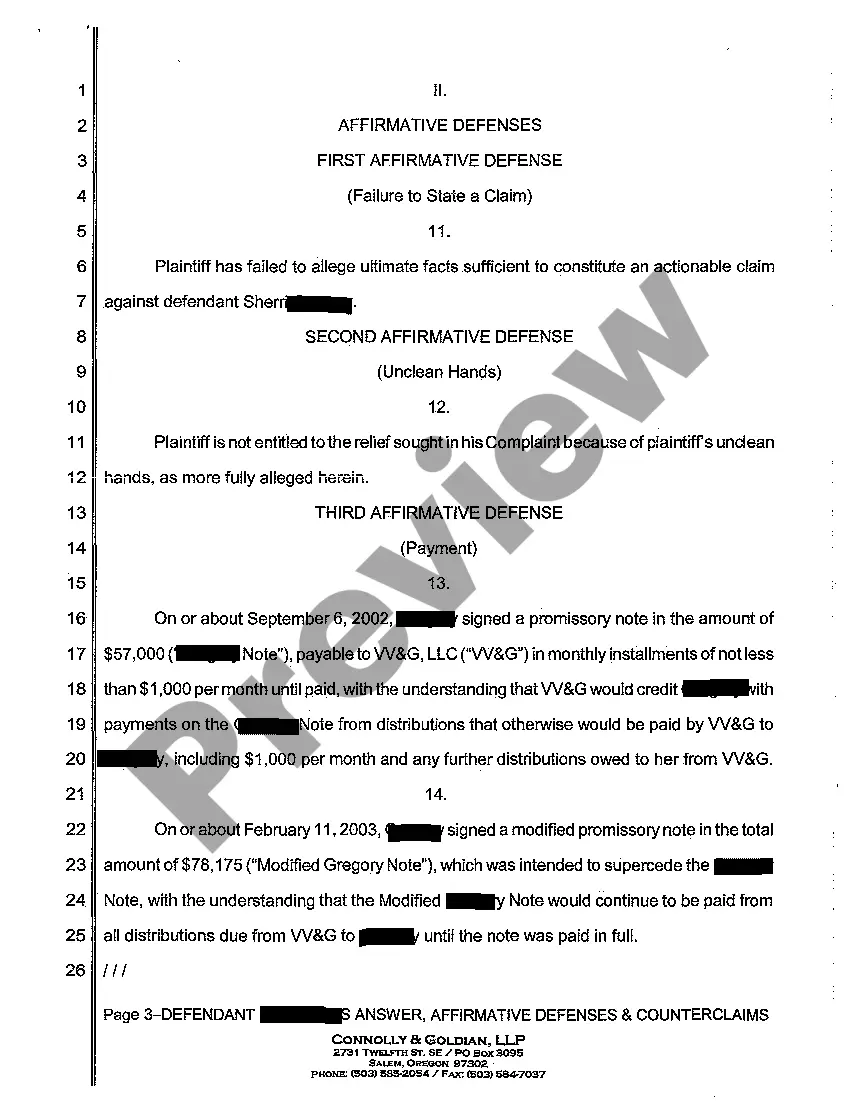 Get A03 First Defendant's Answer, Affirmative Defenses and Counterclaims Preview A03 First Defendant's Answer, Affirmative Defenses and Counterclaims