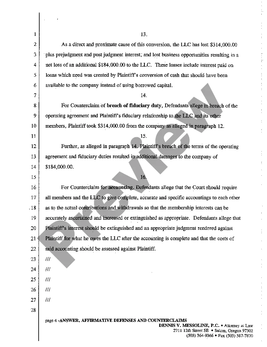 Preview A04 Second Defendant's Answer, Affirmative Defenses and Counterclaims