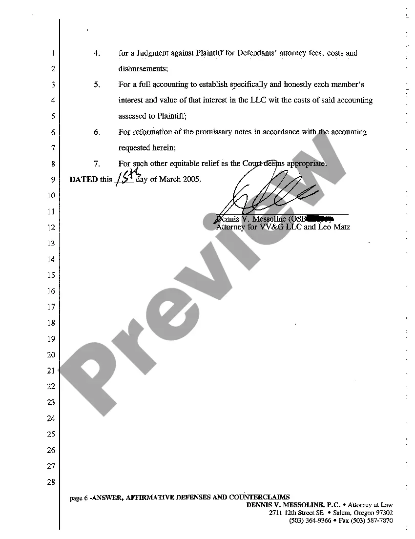 Preview A04 Second Defendant's Answer, Affirmative Defenses and Counterclaims