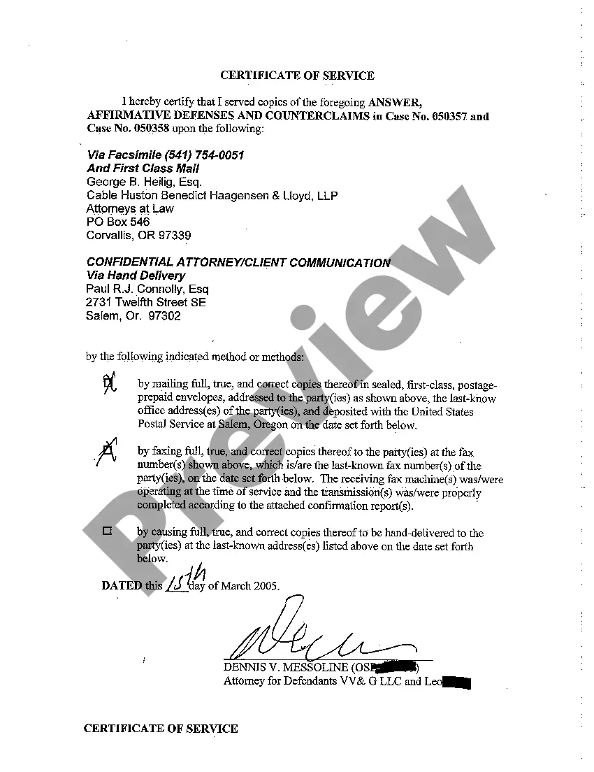 Preview A04 Second Defendant's Answer, Affirmative Defenses and Counterclaims