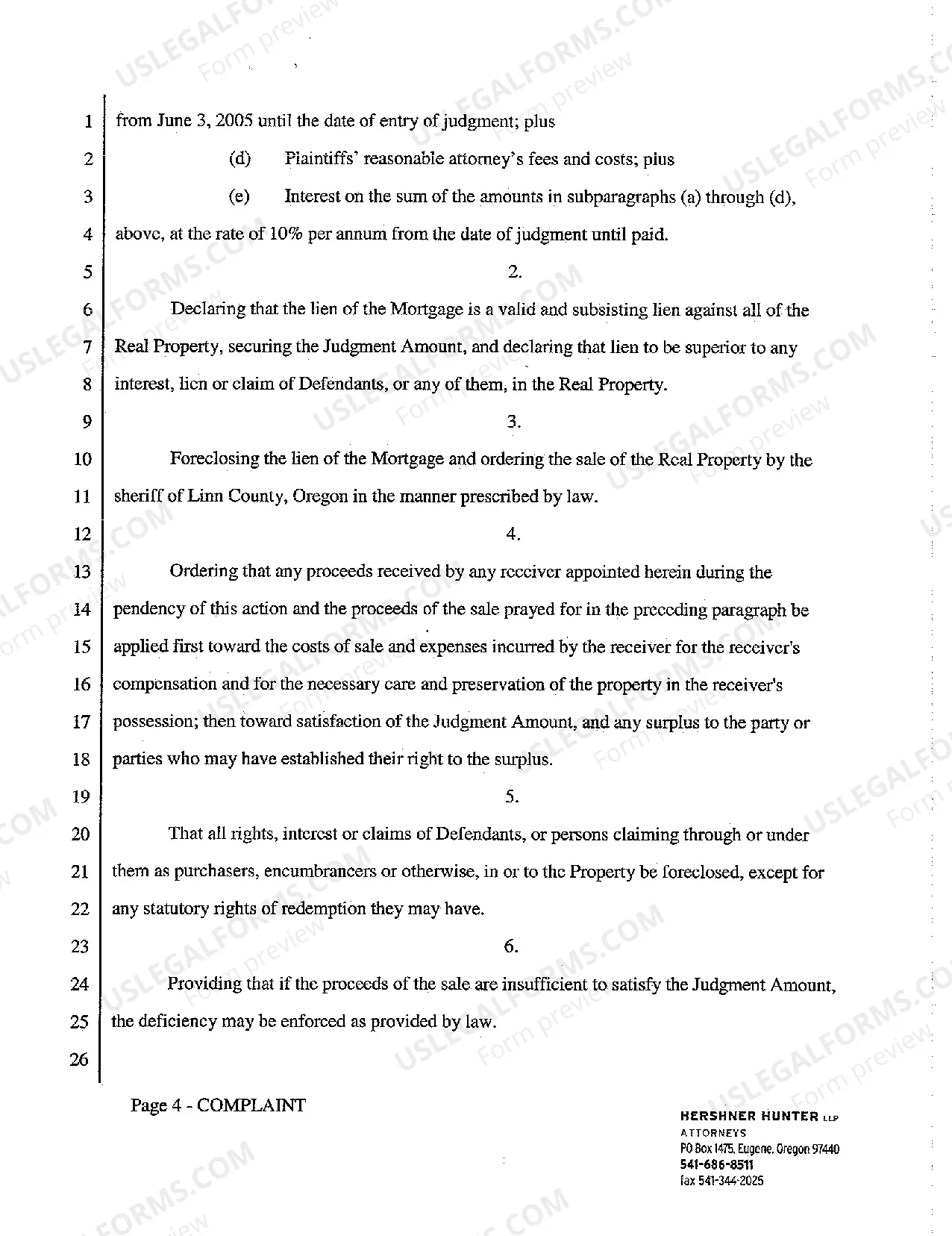 Preview Complaint - Foreclosure of Mortgage