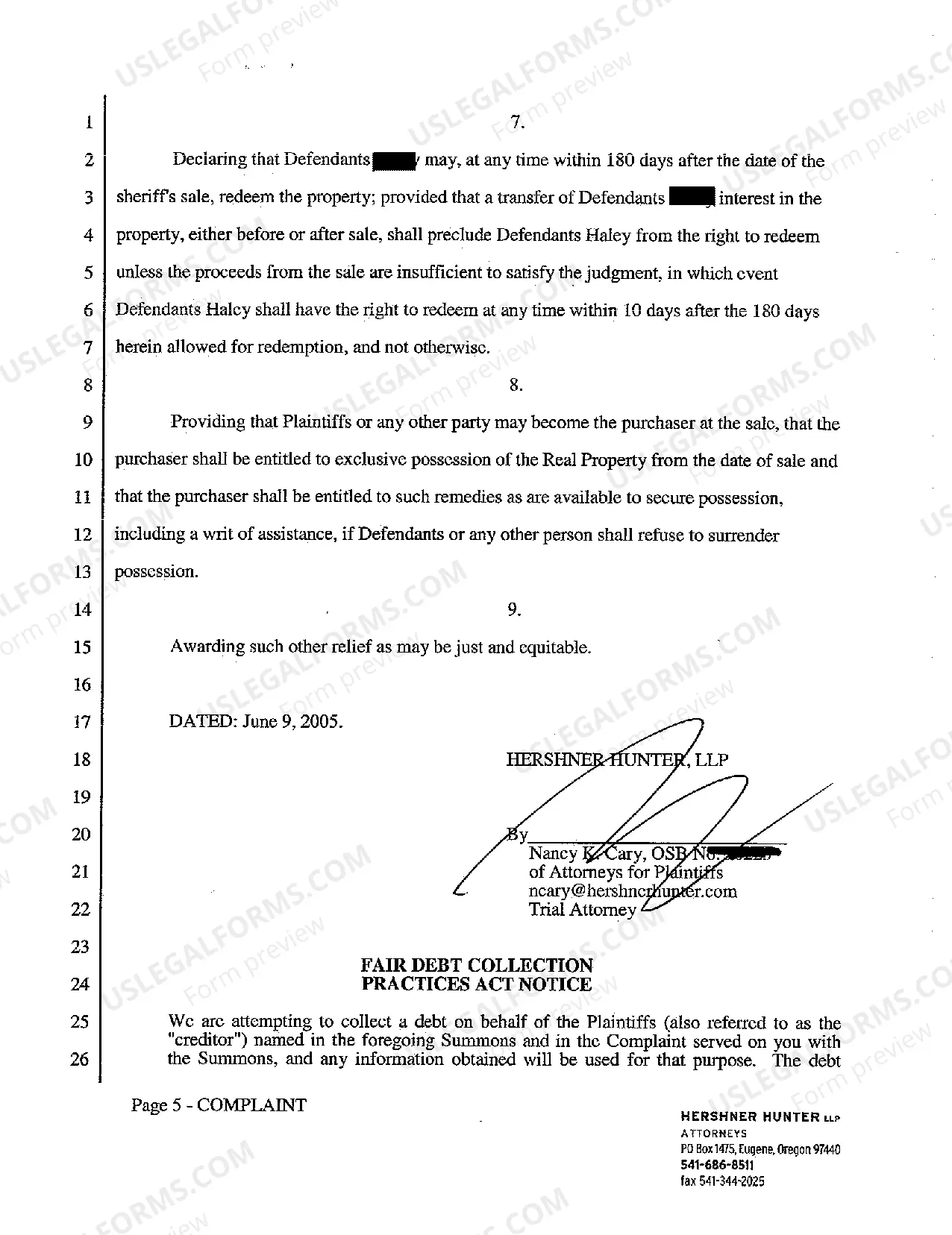 Preview Complaint - Foreclosure of Mortgage