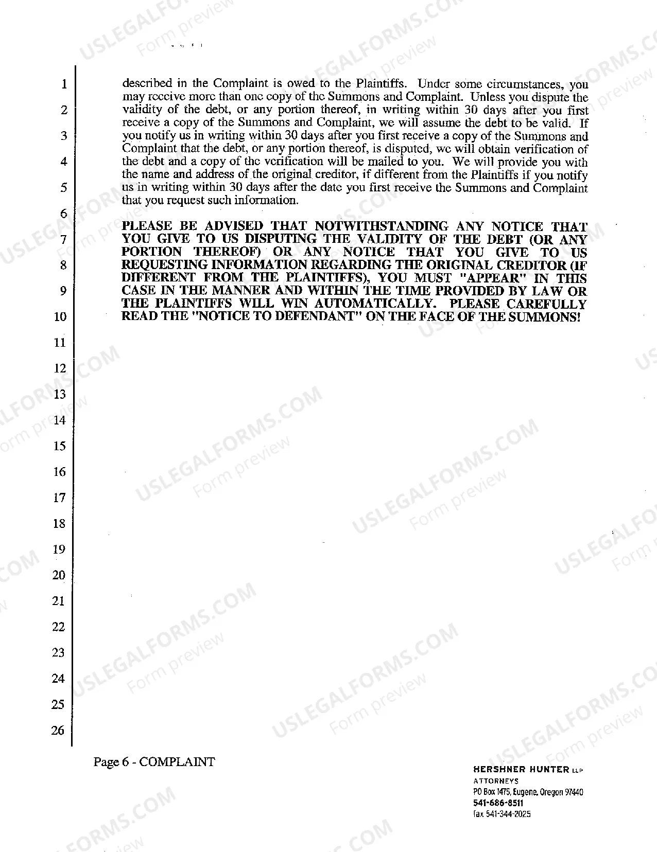 Preview Complaint - Foreclosure of Mortgage