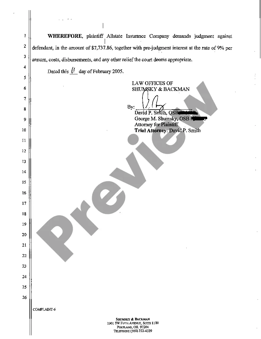 Preview A01 Complaint - Negligence and Trespass of Surface Water