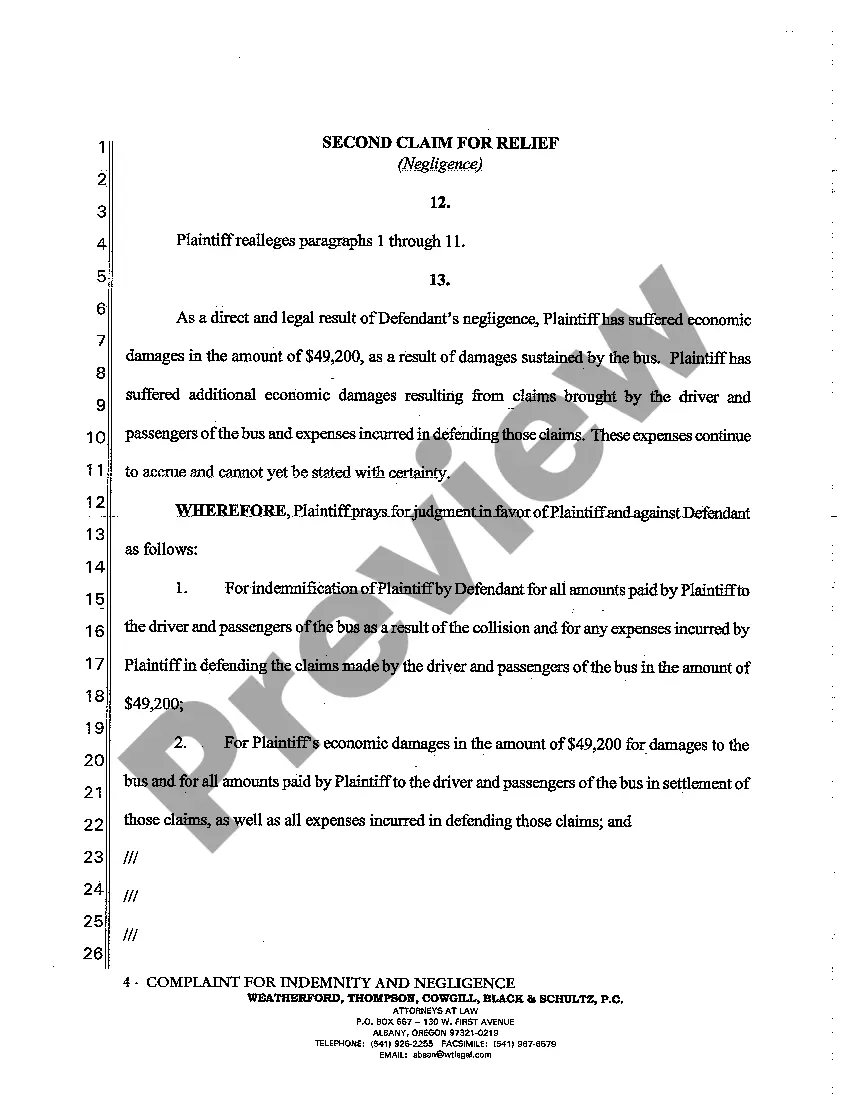 Get A01 Complaint For Indemnity and Negligence by Public School System Preview A01 Complaint For Indemnity and Negligence by Public School System