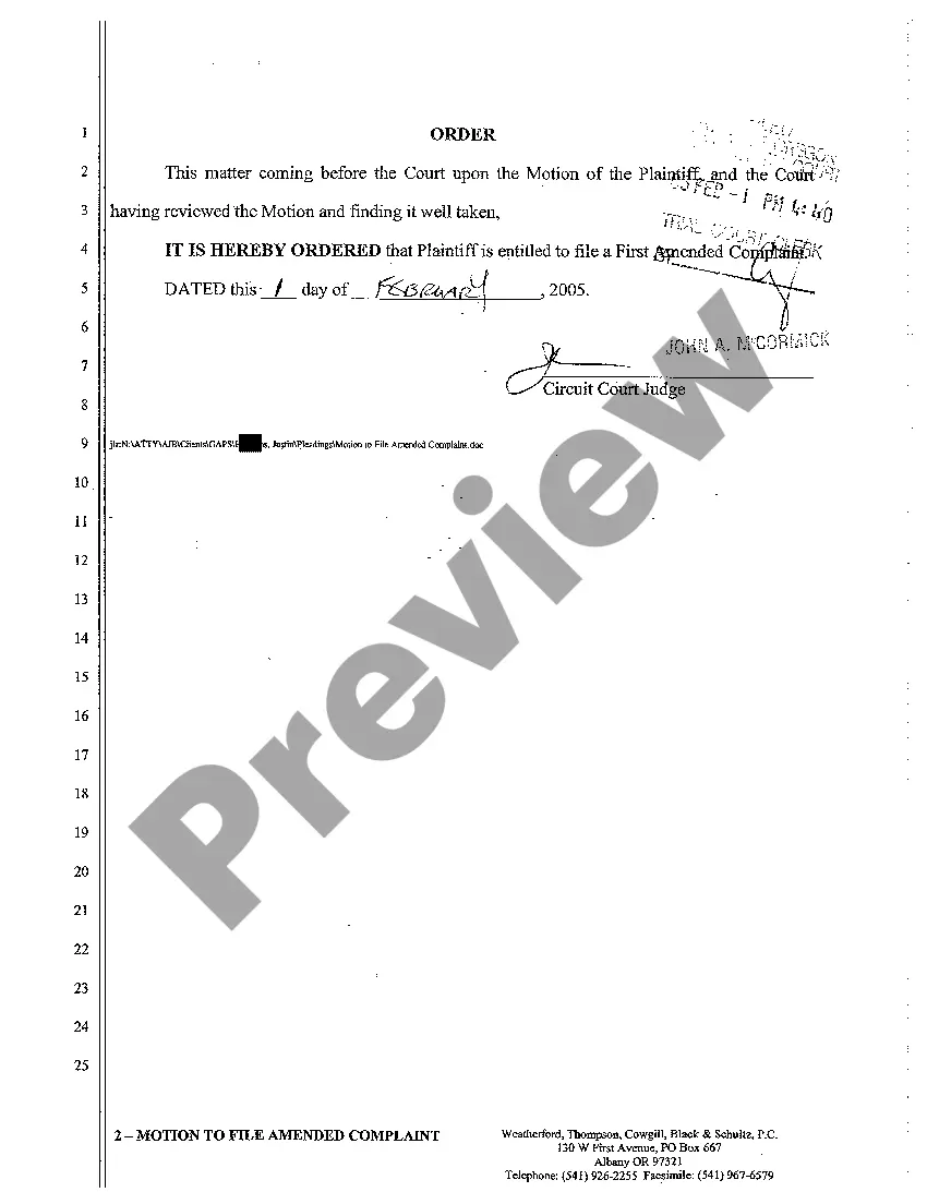 Preview A02 Motion and Order To File Amended Complaint