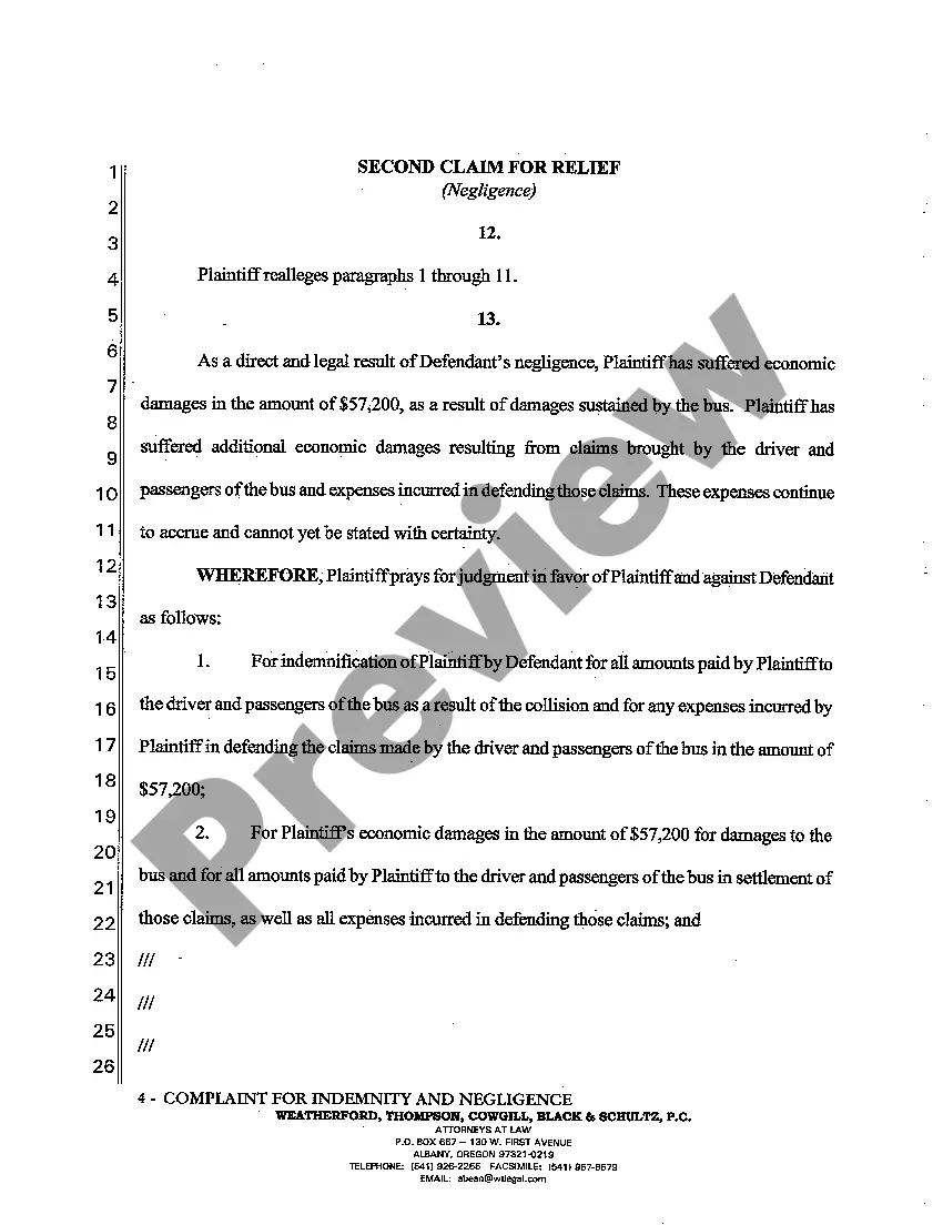 Preview A03 First Amended Complaint for Indemnity and Negligence by Public School System