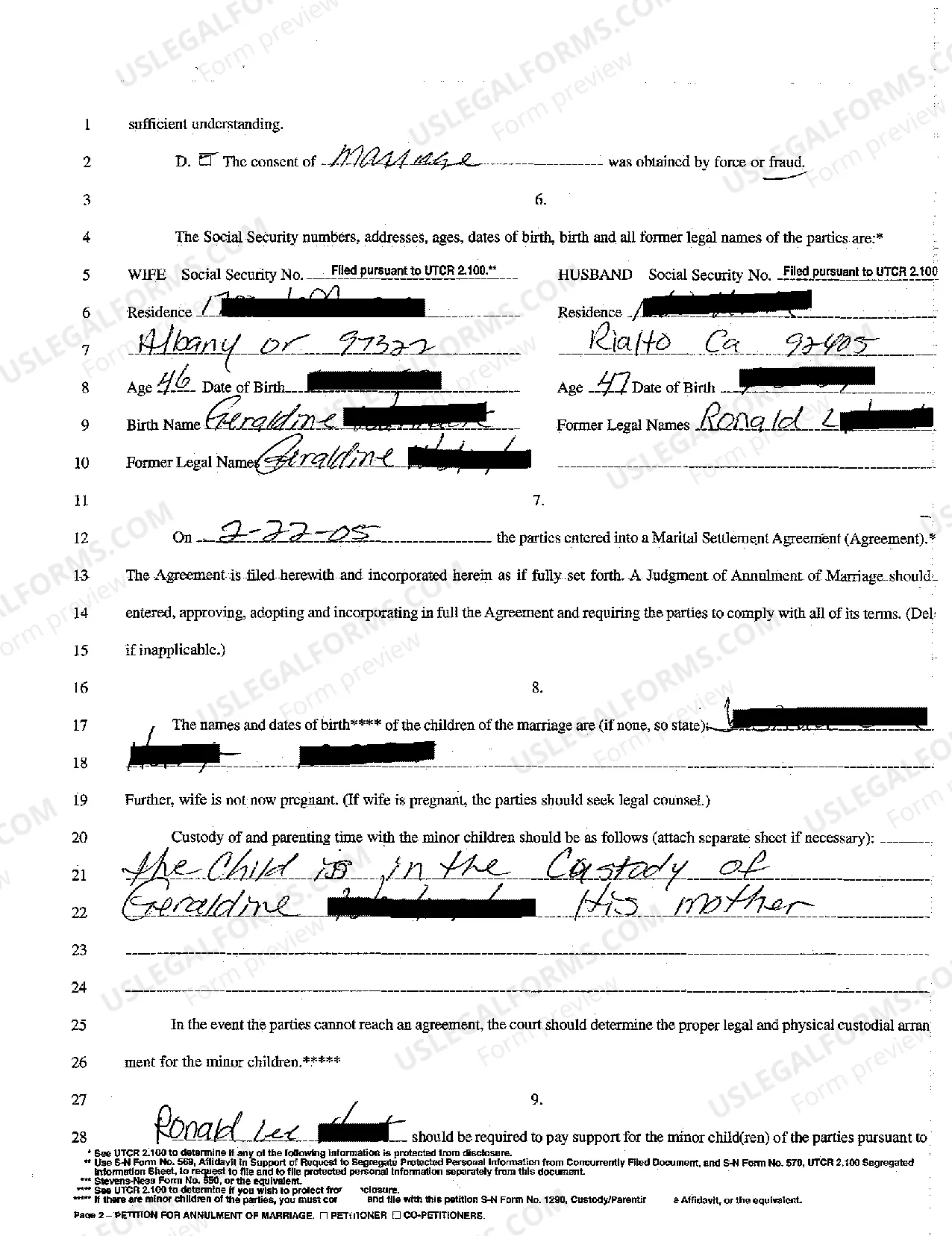 Preview A01 Petition for Annulment of Marriage