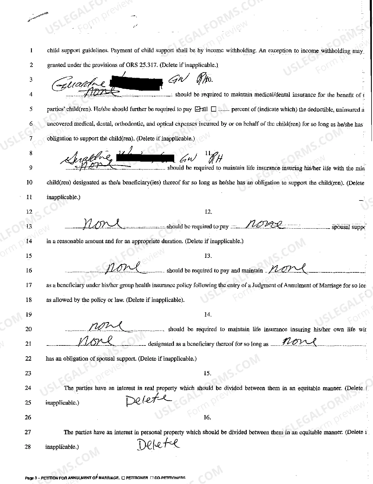 Preview A01 Petition for Annulment of Marriage