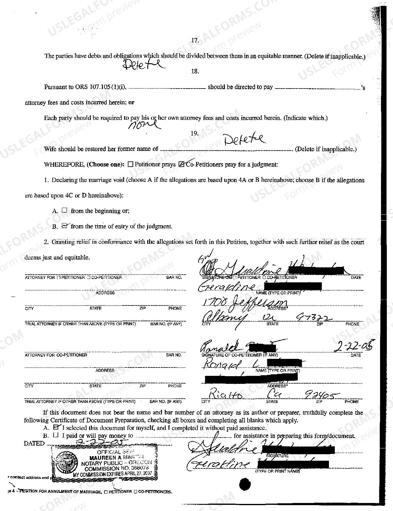 Preview A01 Petition for Annulment of Marriage