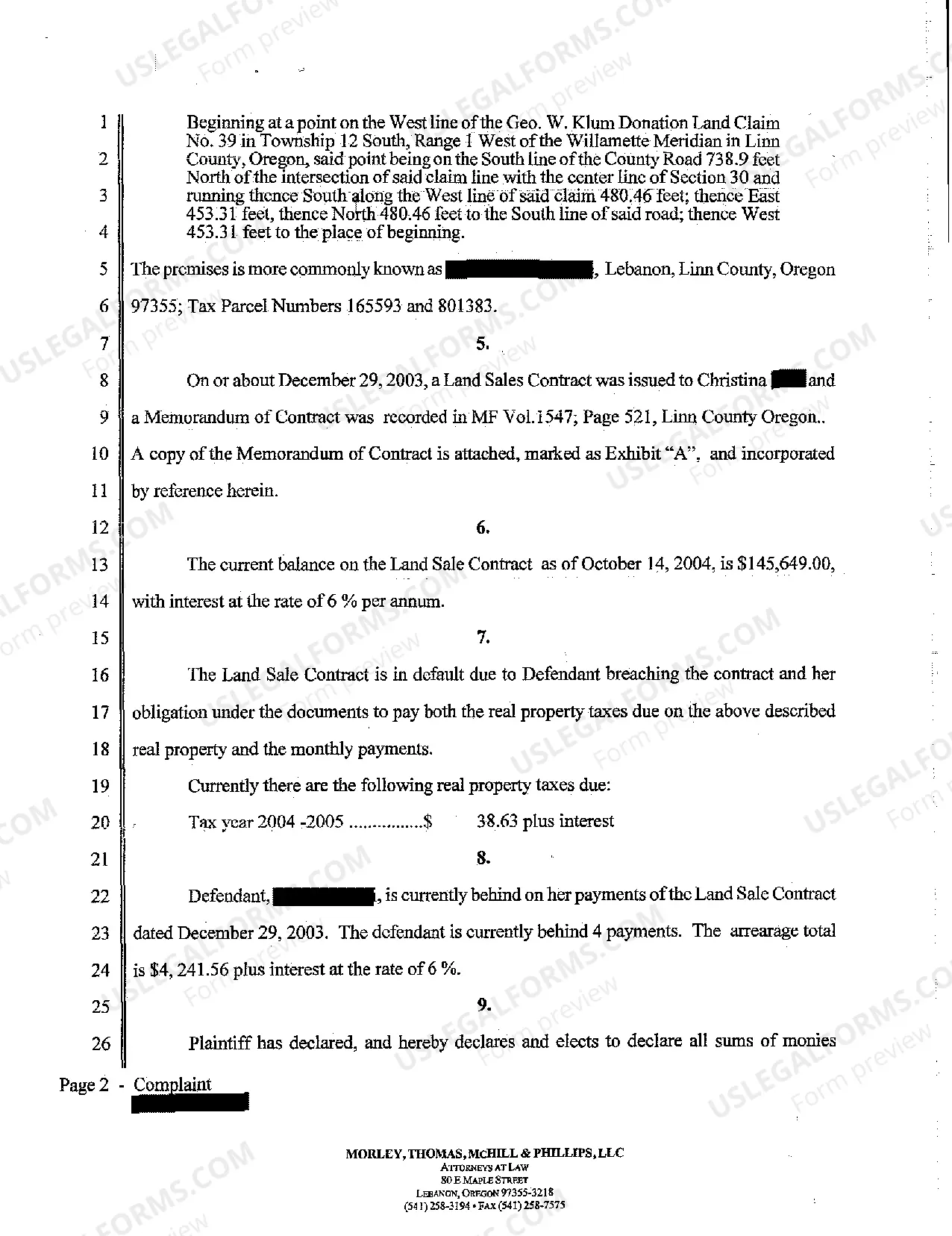 Preview Complaint - Judicial Foreclosure of Property