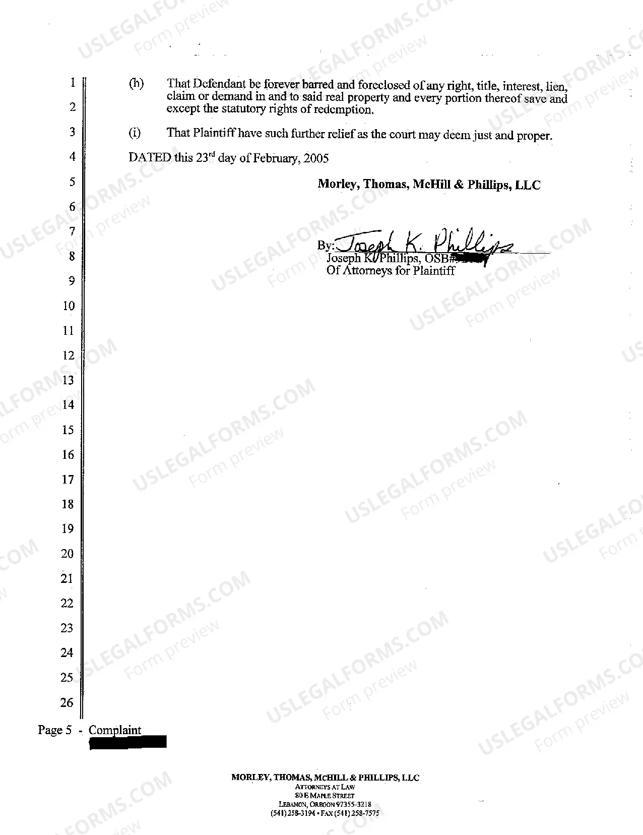 Preview Complaint - Judicial Foreclosure of Property