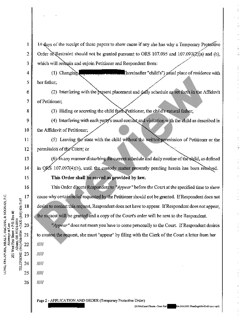 Get A04 Application and Order For Temporary Protective Order of Restraint and Order To Show Cause Preview A04 Application and Order For Temporary Protective Order of Restraint and Order To Show Cause