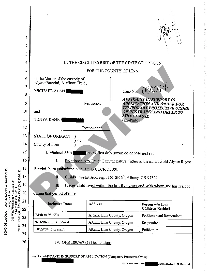 Get A04 Application and Order For Temporary Protective Order of Restraint and Order To Show Cause Preview A04 Application and Order For Temporary Protective Order of Restraint and Order To Show Cause