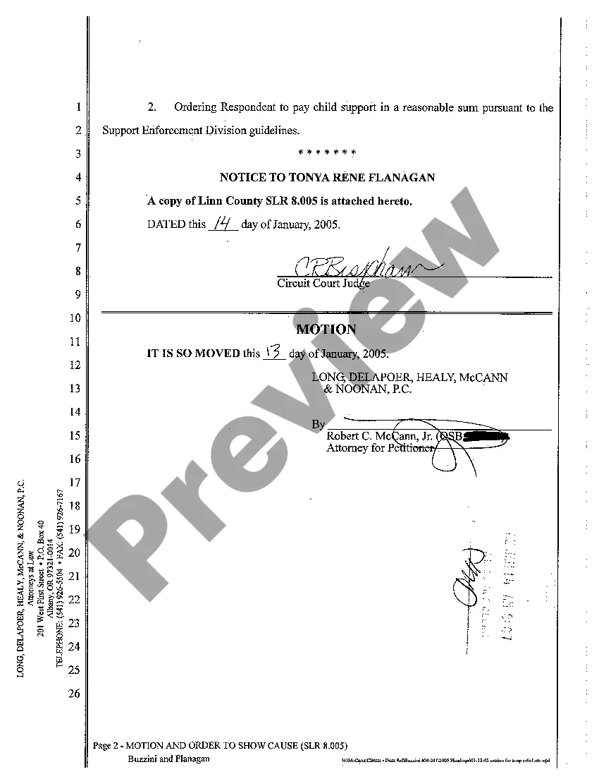 Preview A06 Motion and Order To Show Cause Why the Order Should Not be Granted