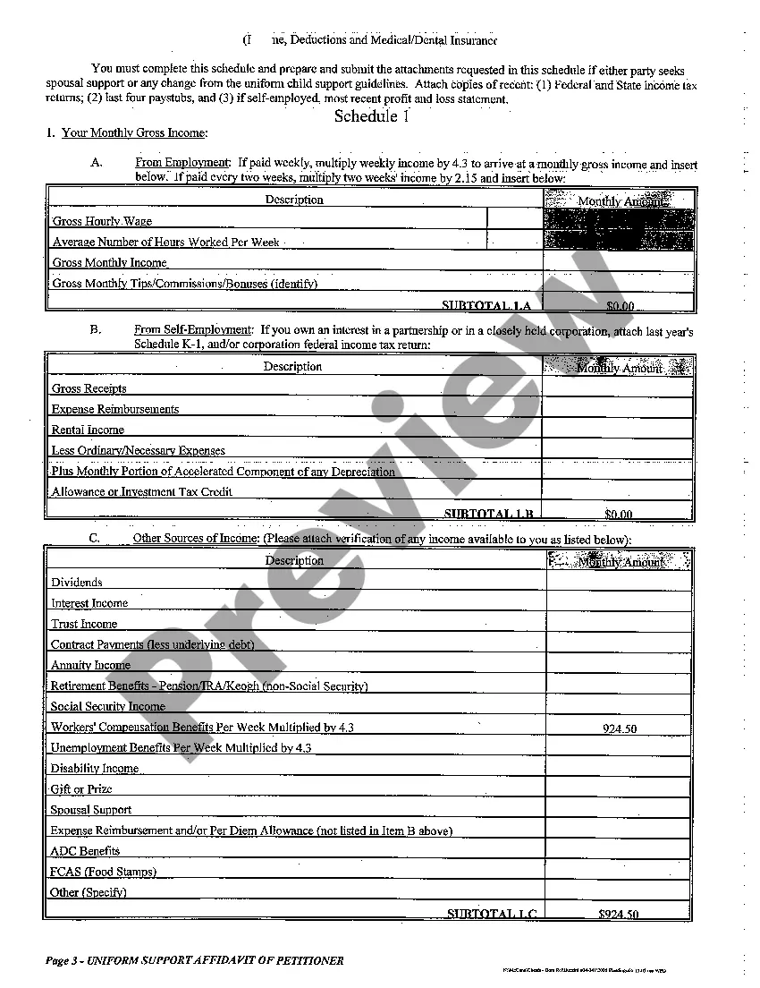 Preview A10 Uniform Support Affidavit of Petitioner