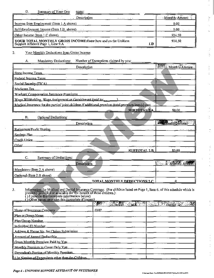 Preview A10 Uniform Support Affidavit of Petitioner