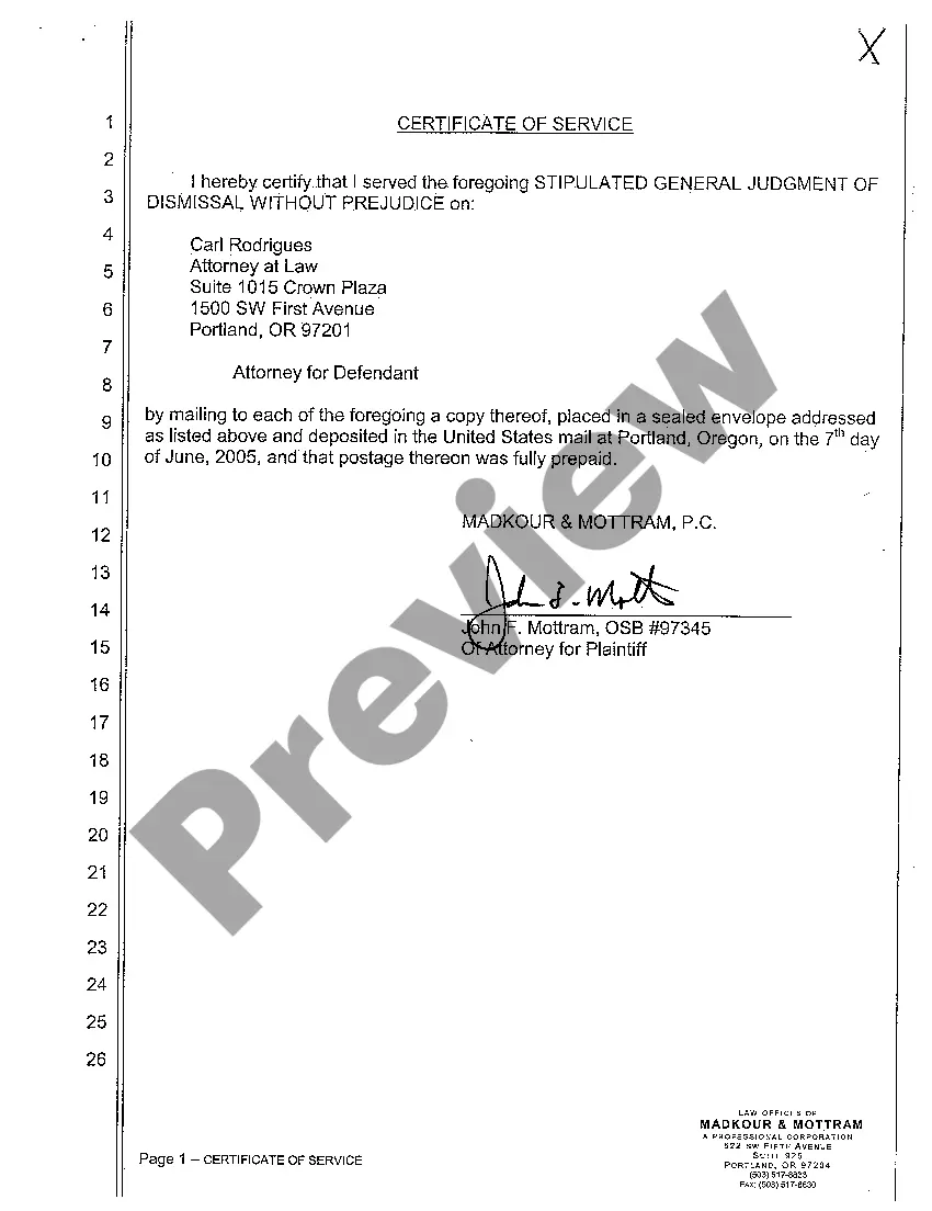 Preview A04 Stipulated General Judgment of Dismissal Without Prejudice and without Costs to Any Party
